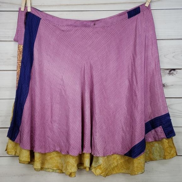Darn Good Yarn Sari Silk Wrap Skirt Ankle XL/Plus - Picture 5 of 16